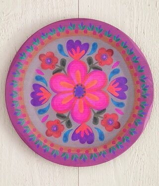 natural life Folk Flower Pink Round Platter