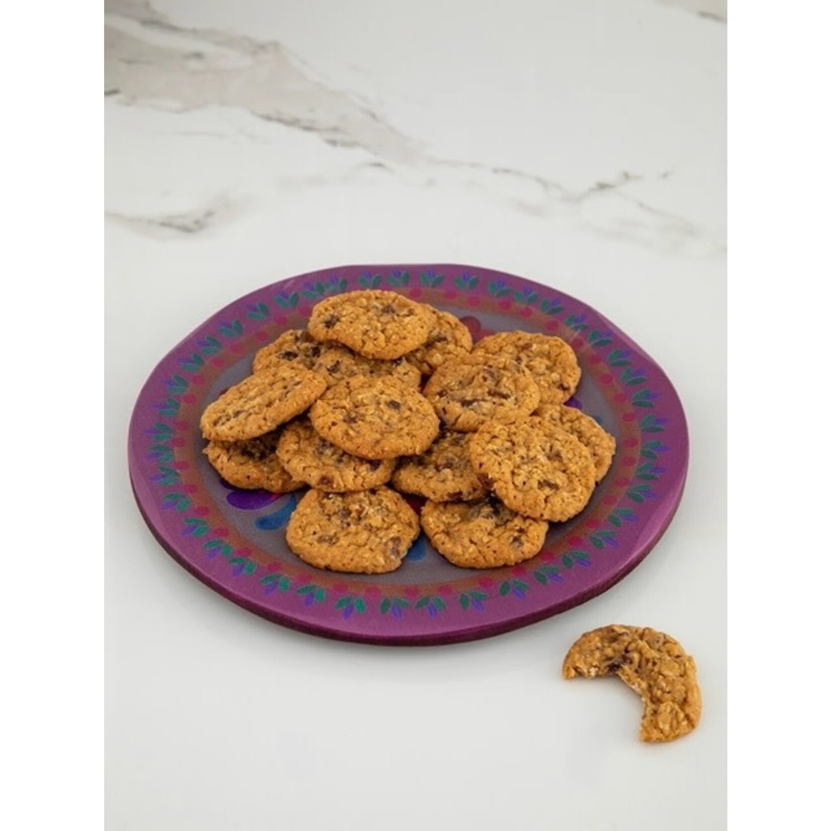 natural life folk flower pink round platter