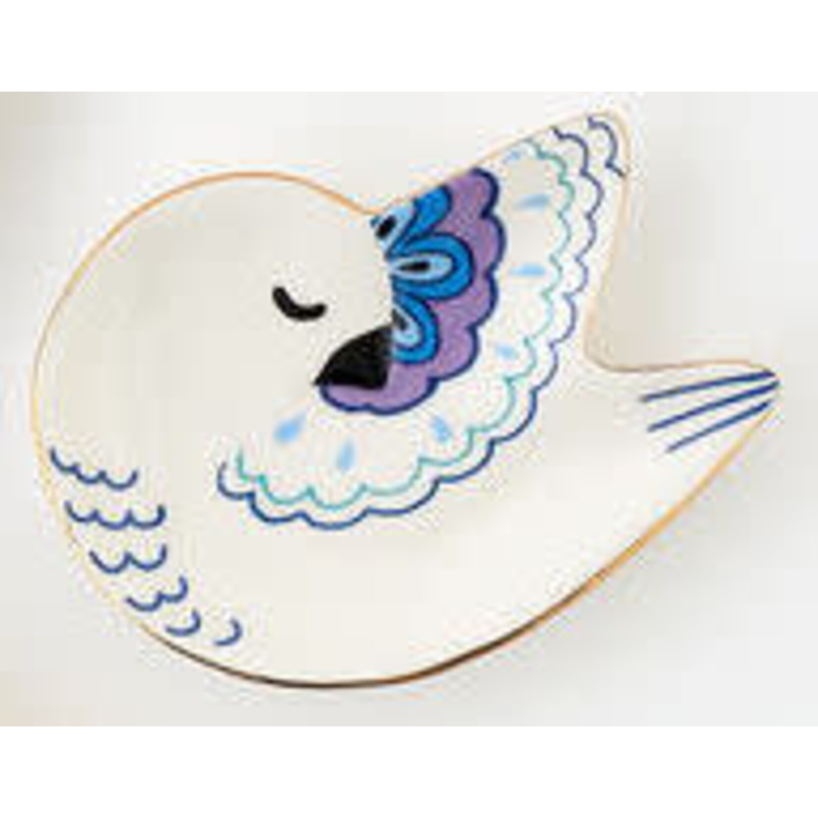 m. lynne designs blue & white bird trinket dish