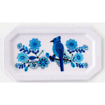 m. lynne designs blue & white enamel tray with bird