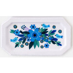 m. lynne designs blue & white enamel tray with flowers