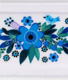 available at m. lynne designs Blue & White Enamel Tray with Flowers
