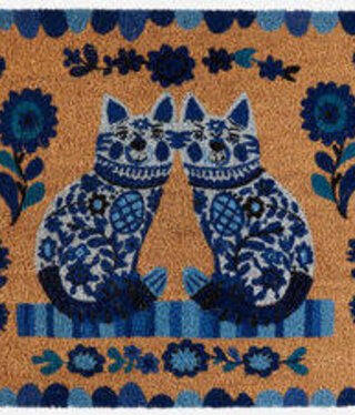 available at m. lynne designs Blue and White Cat Door Mat