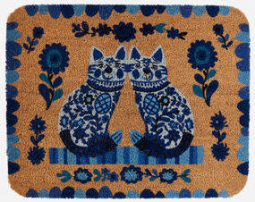 available at m. lynne designs Blue and White Cat Door Mat