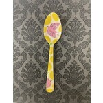 m. lynne designs yellow enamel spoon with bird and lemons