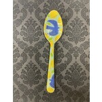 m. lynne designs teal enamel spoon with bird and lemons