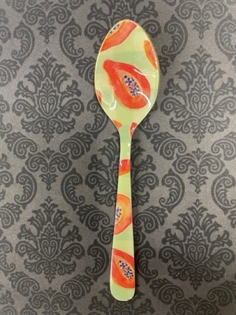 available at m. lynne designs Colorful Papaya Fruit Enamel Spoon