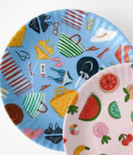 available at m. lynne designs Melamine Plate, Poolside 'Paper'