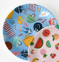 available at m. lynne designs Melamine Plate, Poolside 'Paper'