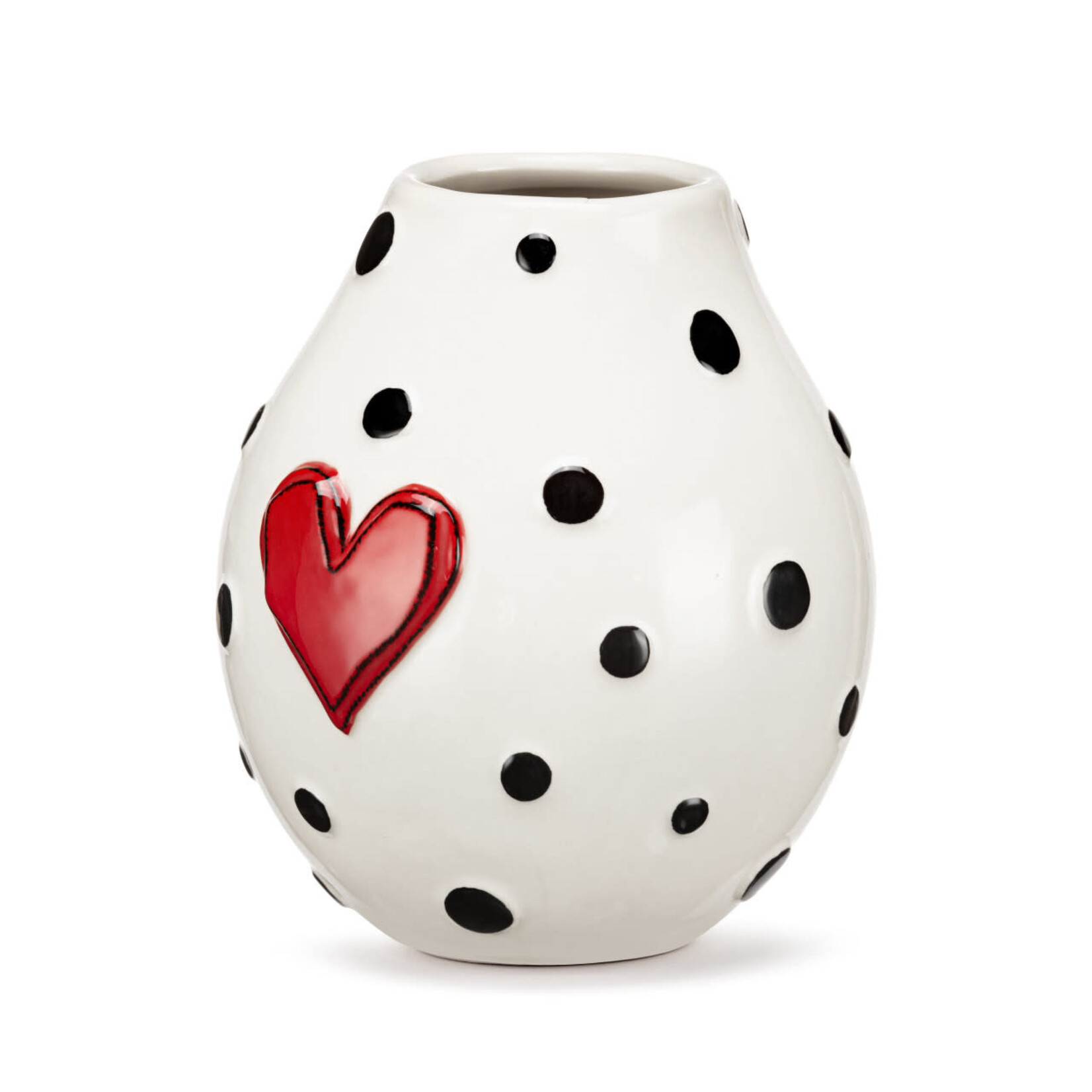 m. lynne designs black dots large vase with heart