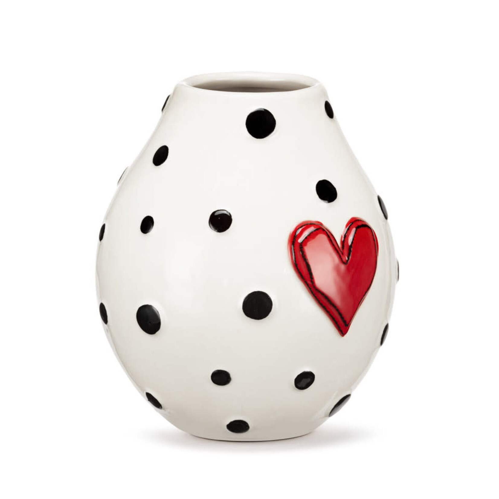m. lynne designs black dots large vase with heart