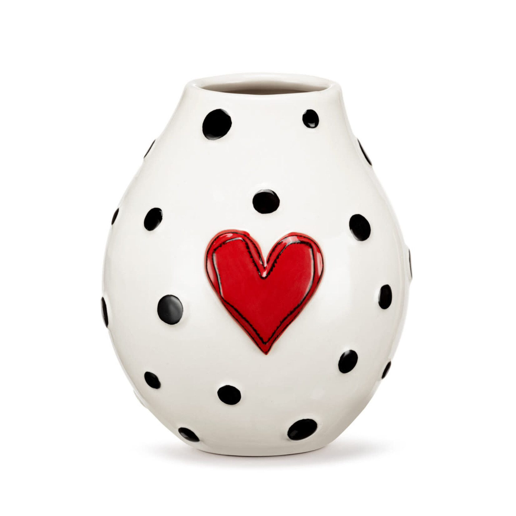 m. lynne designs black dots large vase with heart