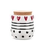 m. lynne designs dots & hearts with cork lid canister