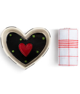 available at m. lynne designs mini red heart pan with towel set