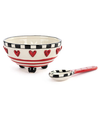 available at m. lynne designs holiday candy dish with red heart and spoon