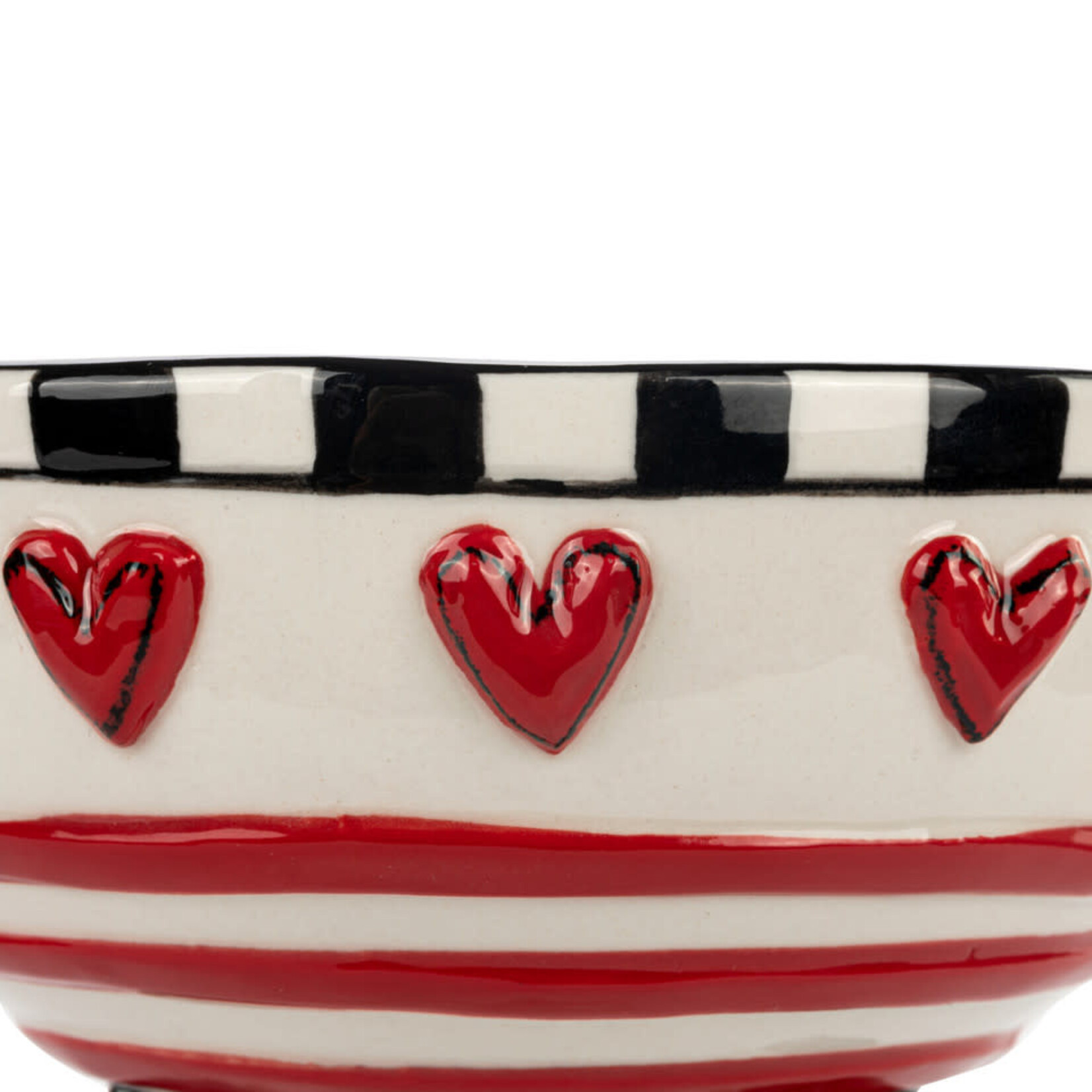 m. lynne designs holiday candy dish with red heart and spoon