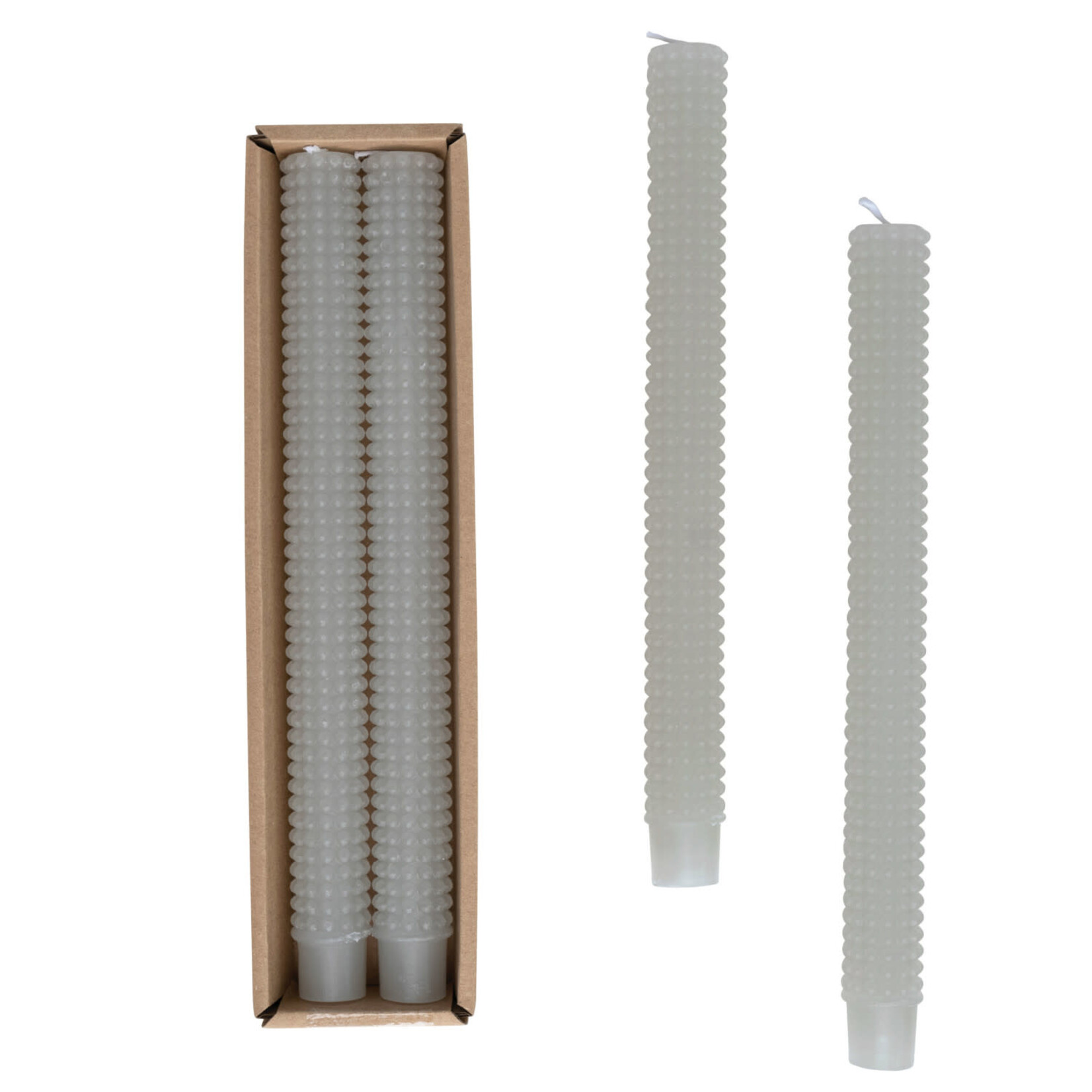 m. lynne designs grey hobnail taper candle