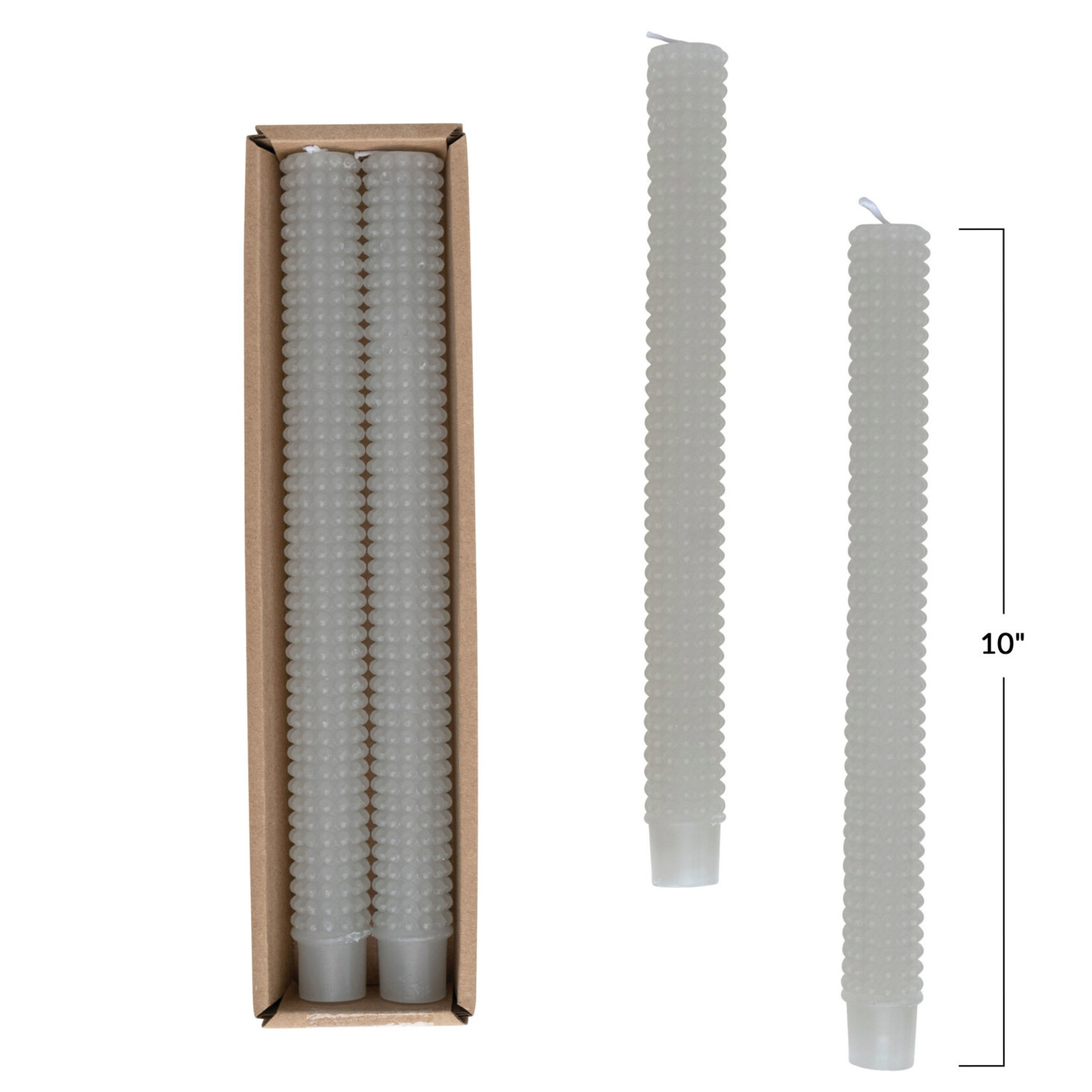 m. lynne designs grey hobnail taper candle