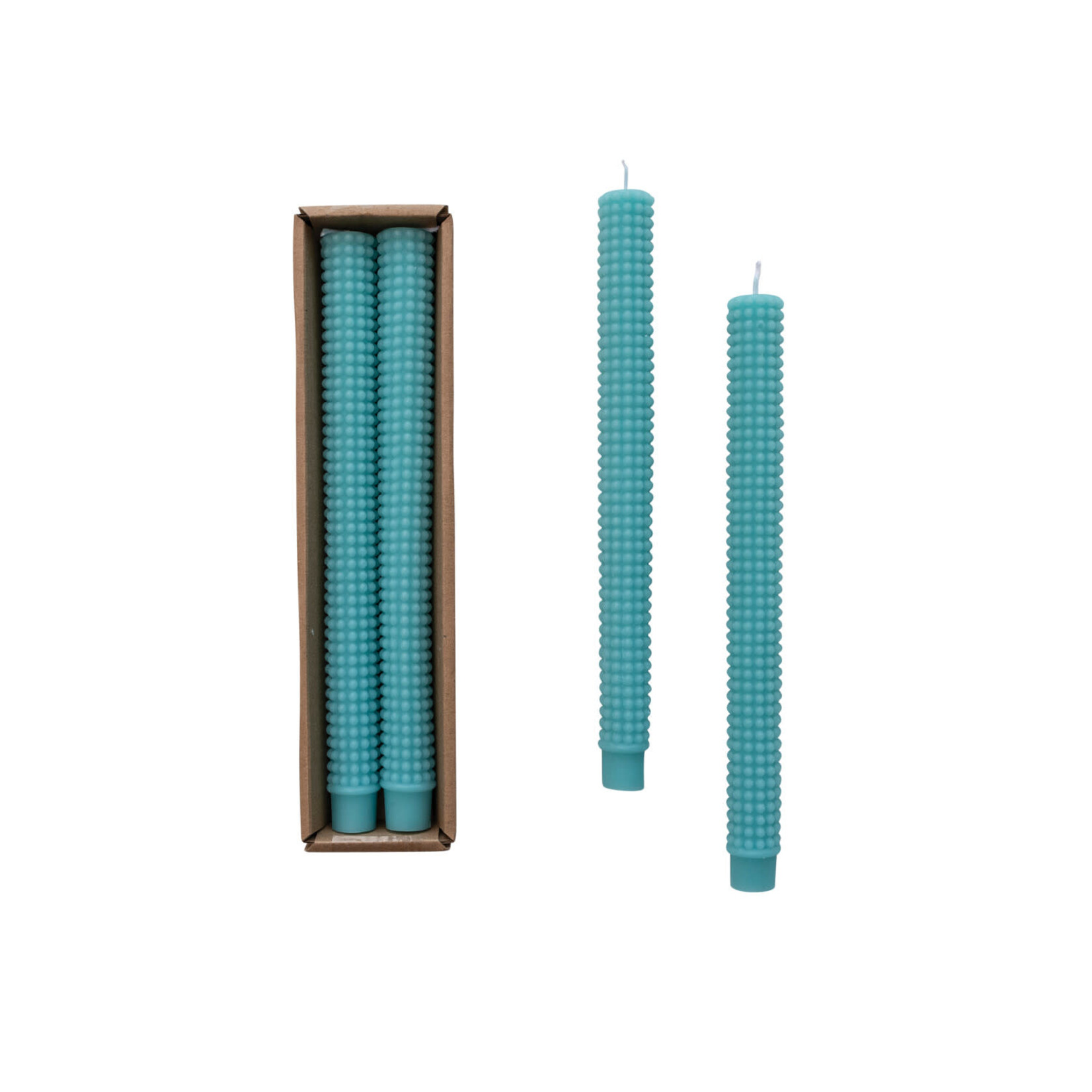 m. lynne designs cyan hobnail taper candle
