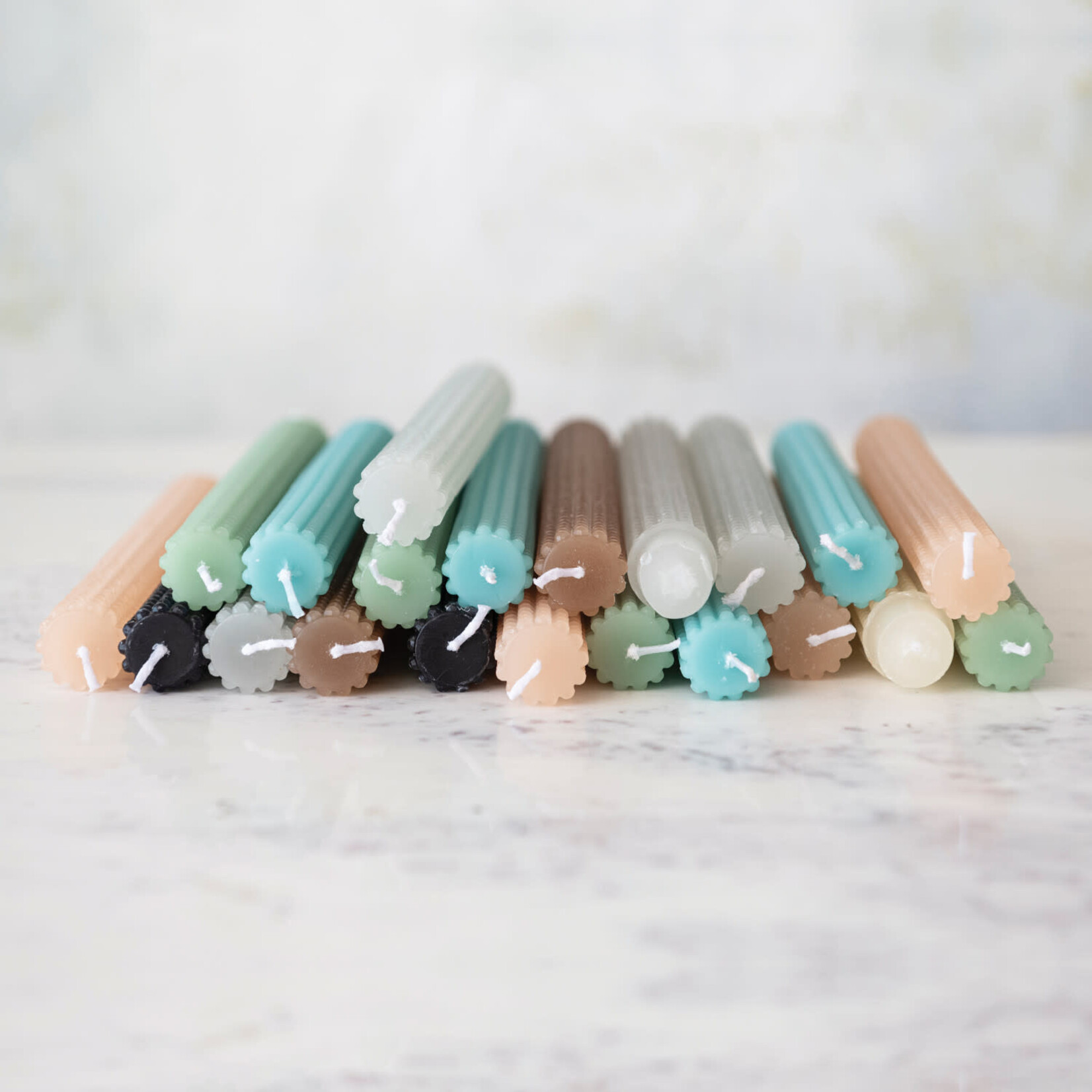 m. lynne designs cyan hobnail taper candle