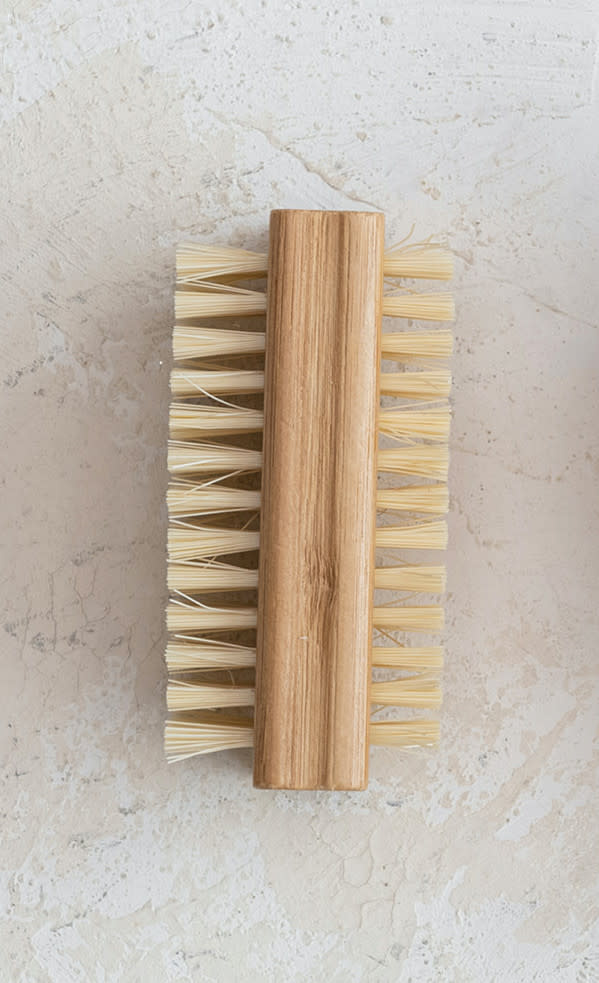 available at m. lynne designs Bamboo & Polyester Rectangle Double Sided Brush