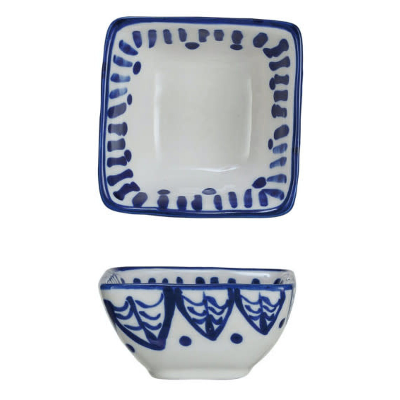 m. lynne designs blue and white trinket dish with detailing