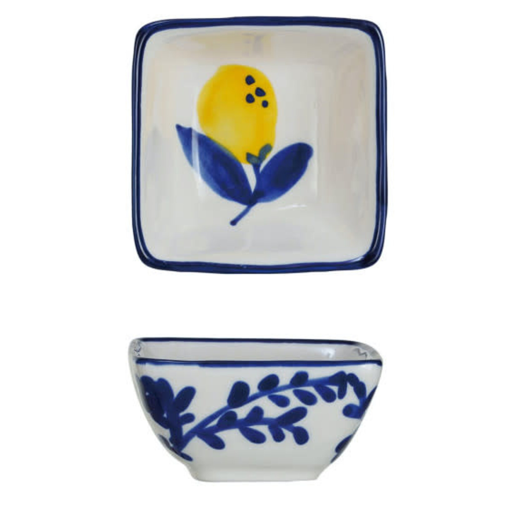 m. lynne designs blue and white trinket dish with detailing