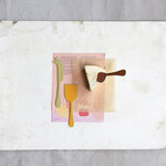 m. lynne designs enameled stainless steel cheese knives with colored edge, set of three