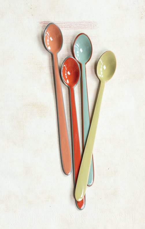 available at m. lynne designs Enameled Stainless Steel Tea/Cocktail Spoon