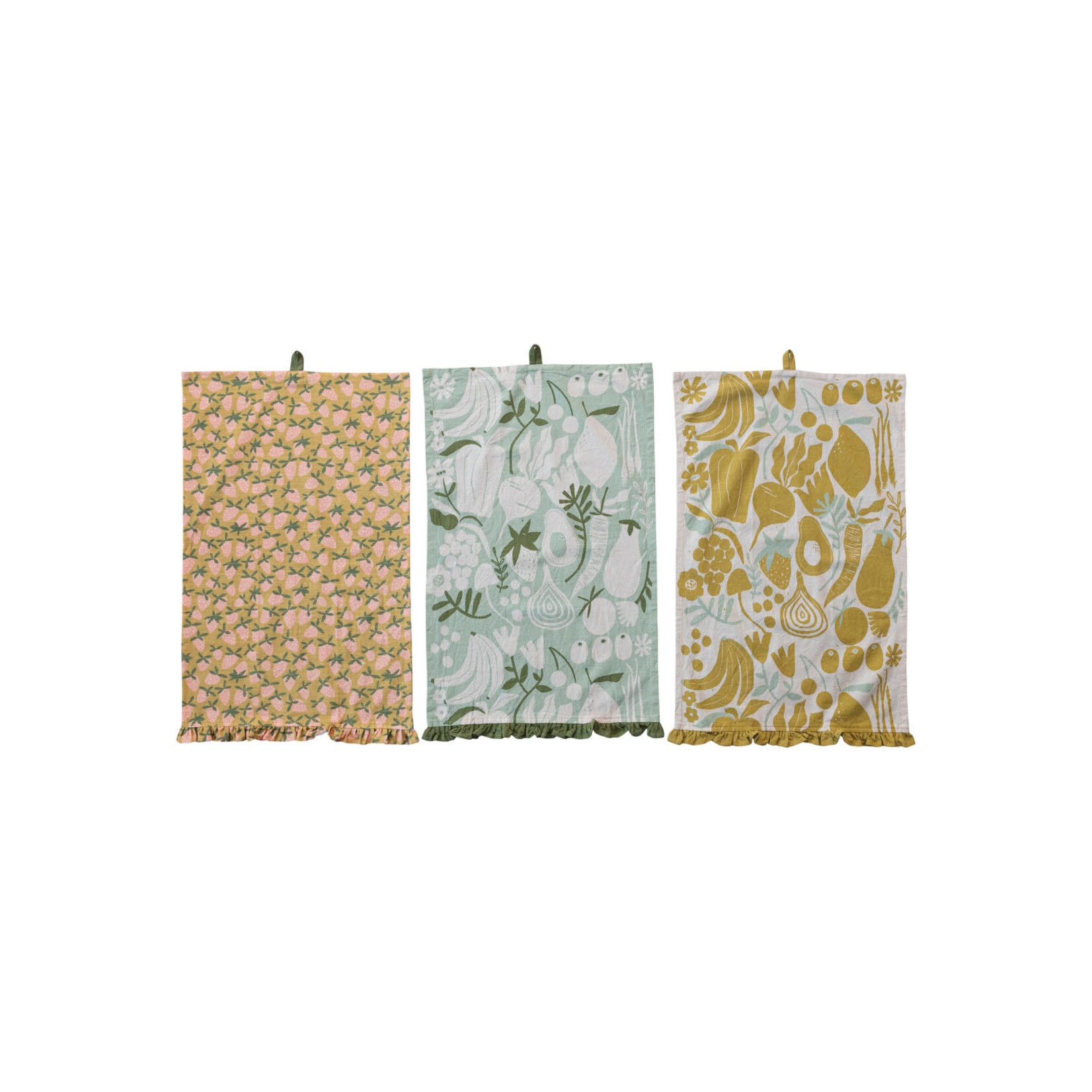m. lynne designs fruits & veggies tea towel