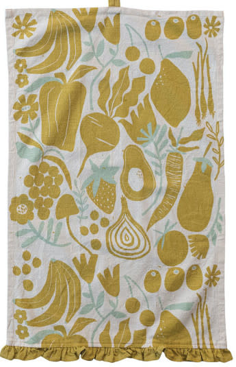 available at m. lynne designs Fruits & Veggies Tea Towel