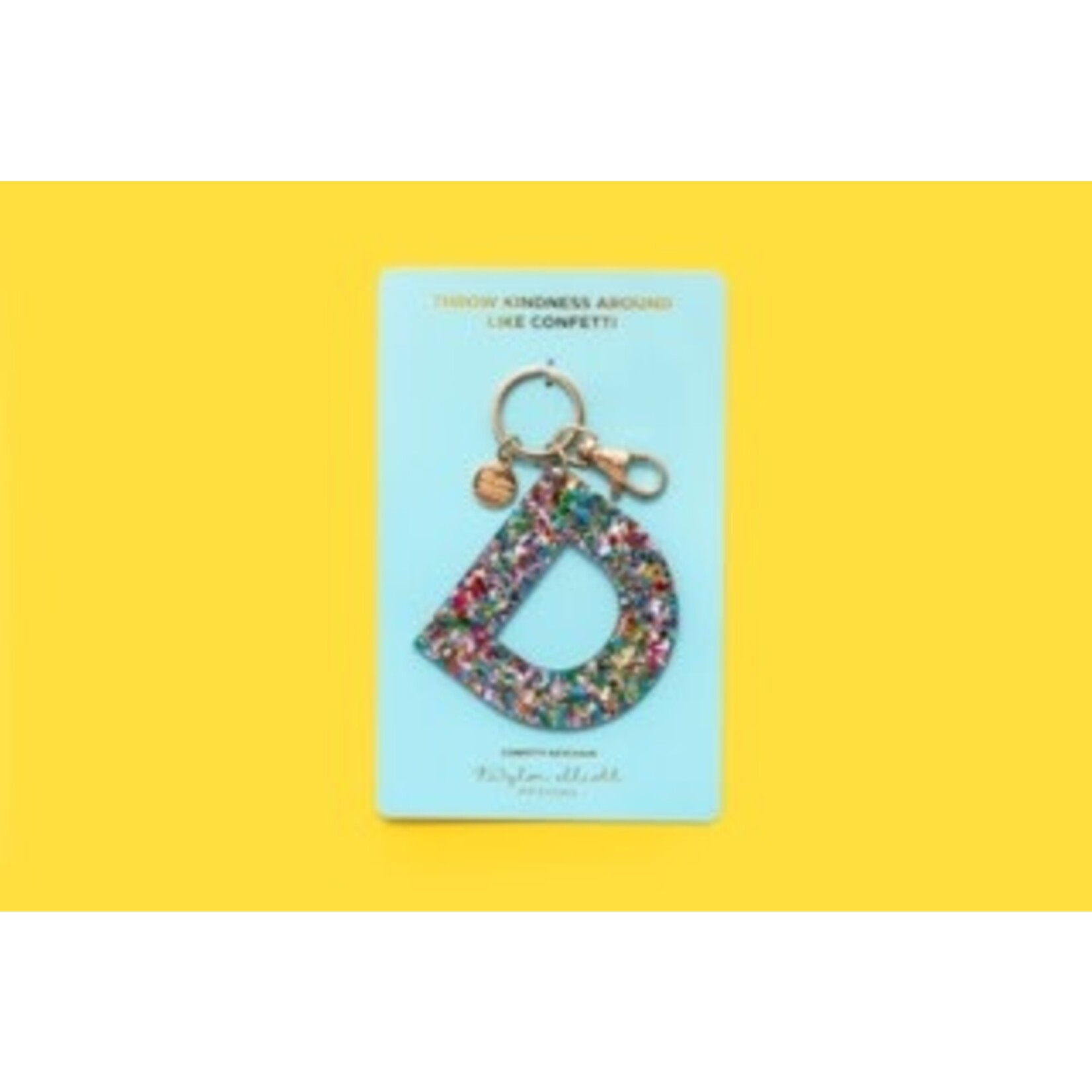 taylor elliott designs acrylic confetti D keychain