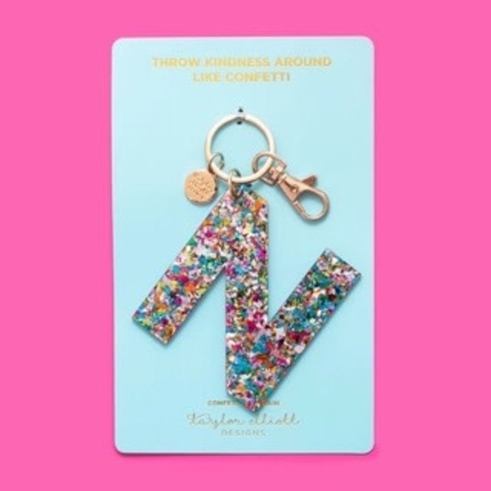 taylor elliott designs acrylic confetti N keychain