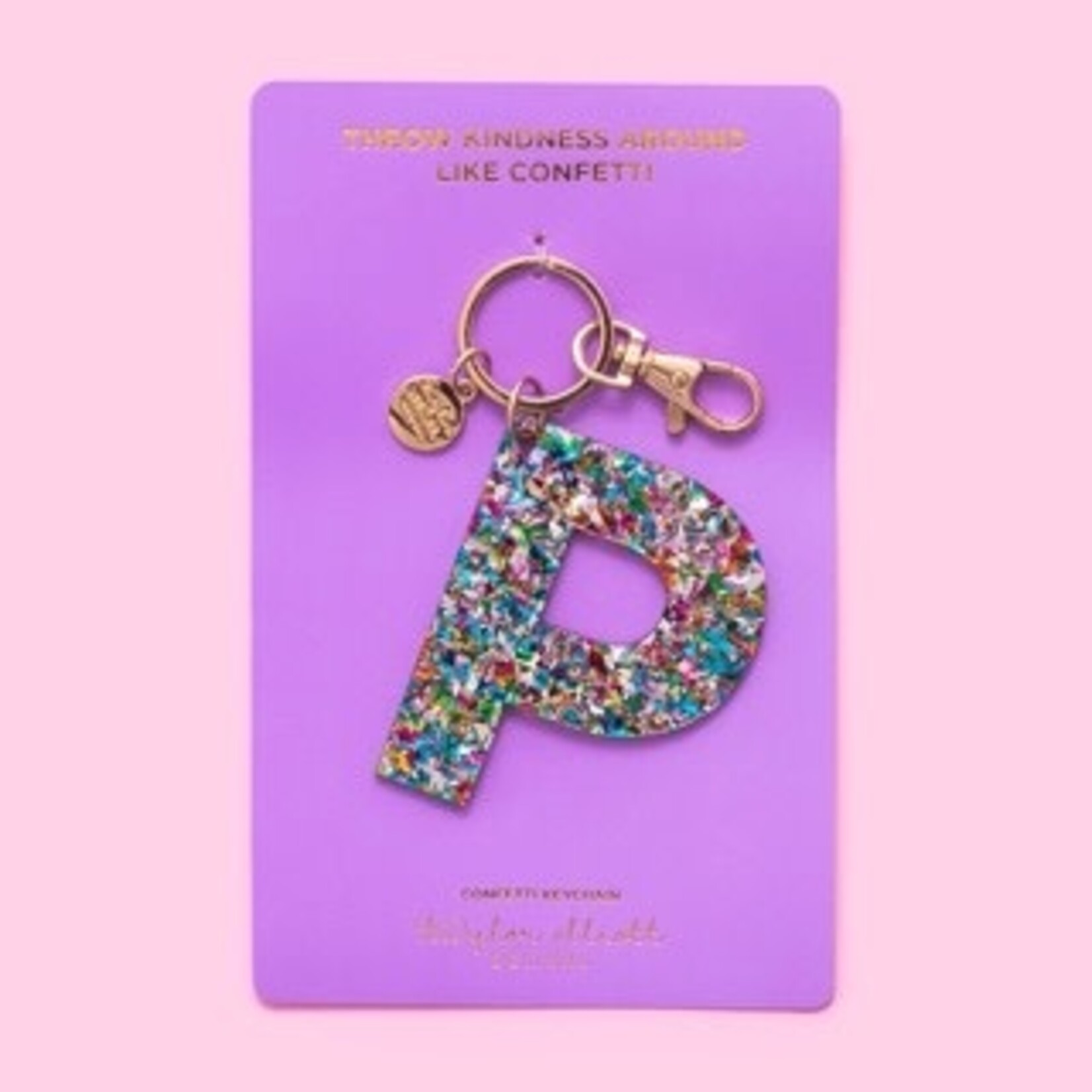 taylor elliott designs acrylic confetti P keychain