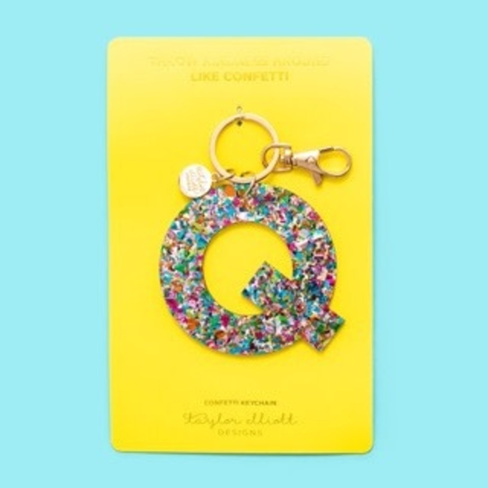 taylor elliott designs acrylic confetti Q keychain