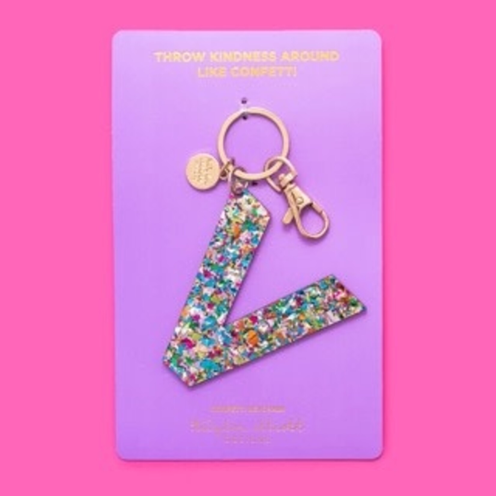 taylor elliott designs acrylic confetti V keychain