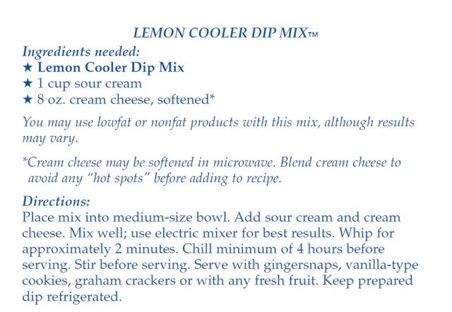 available at m. lynne designs Lemon Cooler Dip