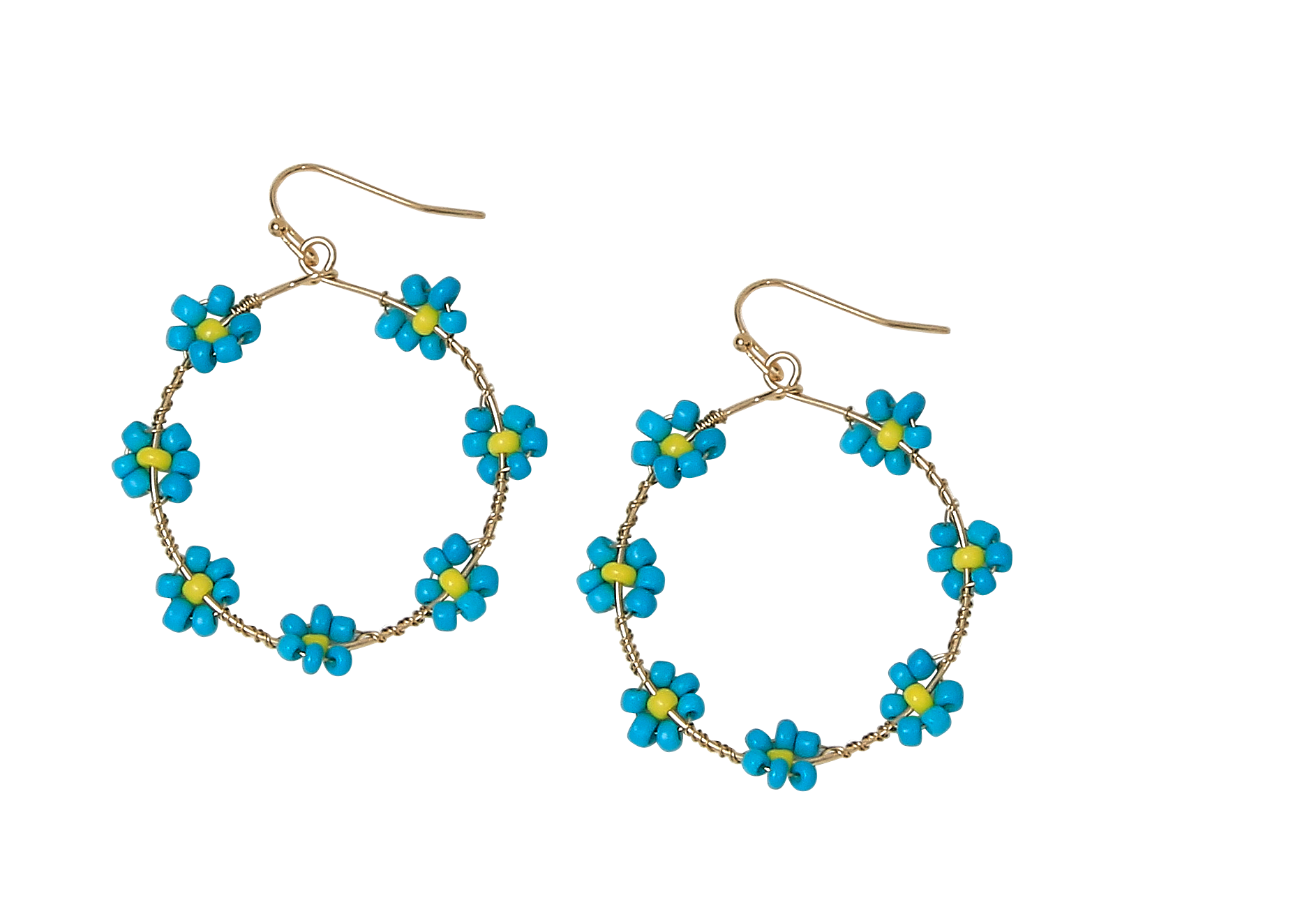 available at m. lynne designs Teal Daisy Flower Bead Loop Earring