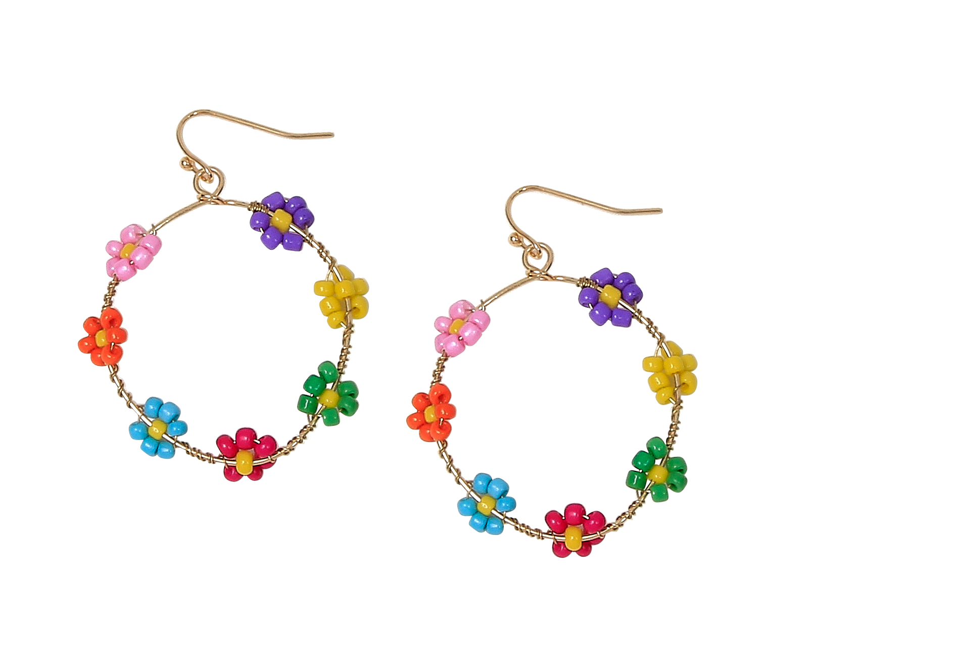 available at m. lynne designs Multi Daisy Flower Bead Loop  Earring