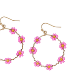 available at m. lynne designs Pink Daisy Flower Bead Loop Earring