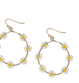 available at m. lynne designs White Daisy Flower Bead Loop Earring