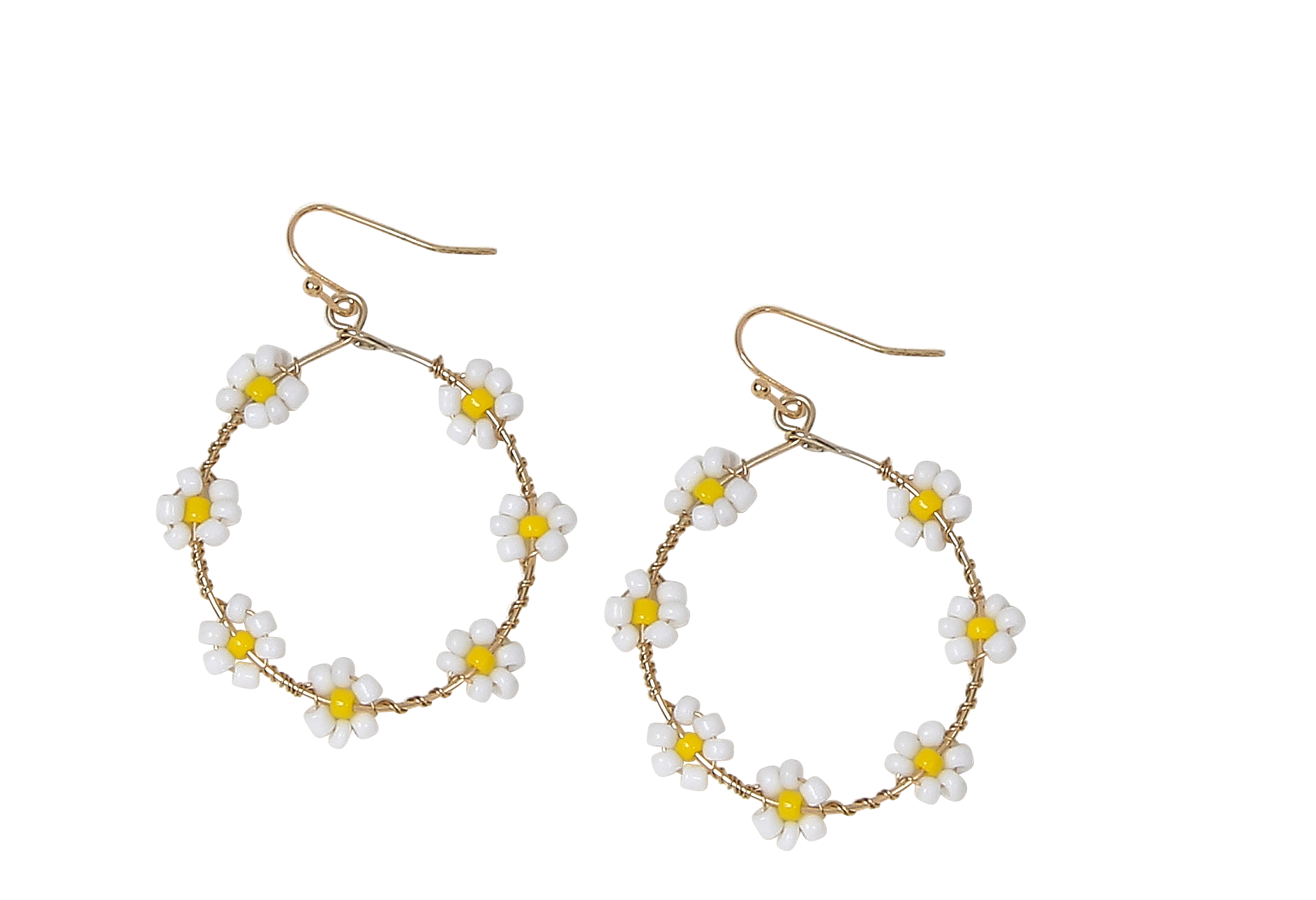 available at m. lynne designs White Daisy Flower Bead Loop Earring