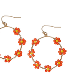 available at m. lynne designs Orange Daisy Flower Bead Loop Earring