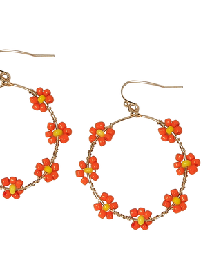 available at m. lynne designs Orange Daisy Flower Bead Loop Earring