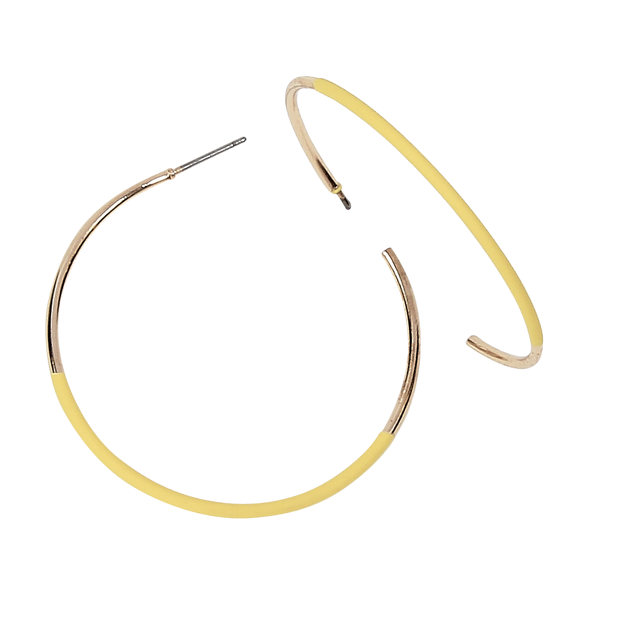 available at m. lynne designs Yellow Painted Accent Gold Metal Hoop Earring