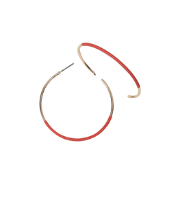available at m. lynne designs Orange Painted Accent Gold Metal Hoop Earring