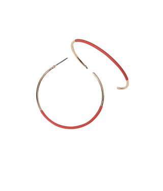 available at m. lynne designs orange painted accent gold metal hoop earring