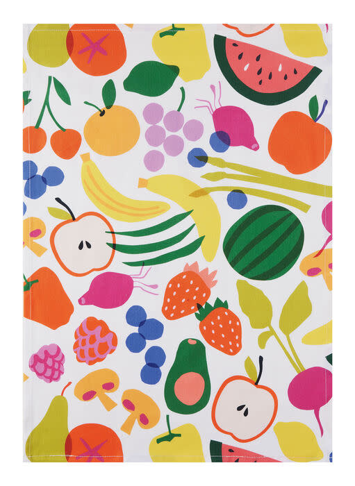 available at m. lynne designs Fruit Market Tea Towel