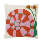 m. lynne designs snail’s pace pillow with pom poms