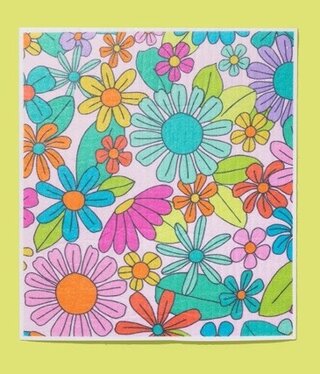 taylor elliott designs Colorful Floral Swedish Dish Cloth